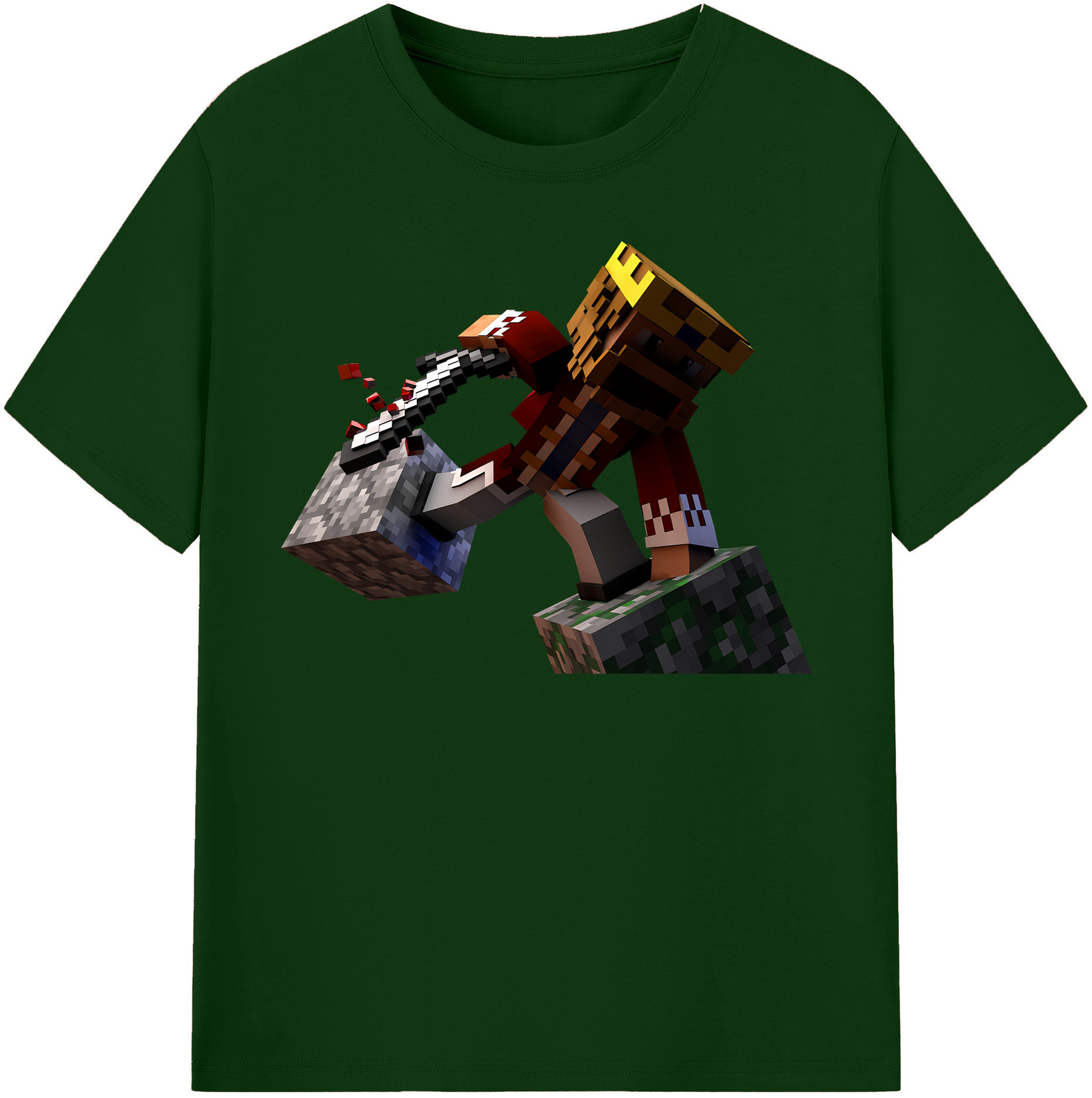 （画像用） マインクラフト ブロックの世界 Minecraft MC Block world 綿100％半袖Tシャツ（フロントプリント）